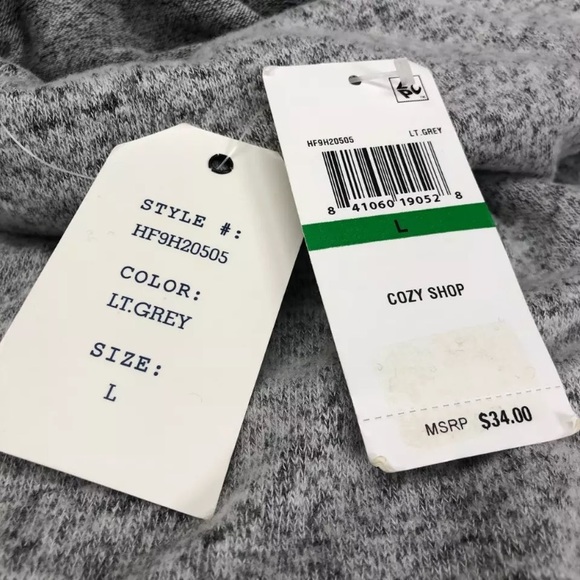 Hippie Rose Women's Cozy Pullover Sweater Gray Marled Funnel Neck Stretch L - Picture 5 of 6